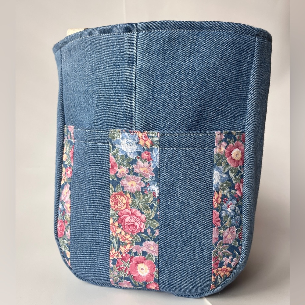 Floral Denim Tote Bag HANDMADE 💕